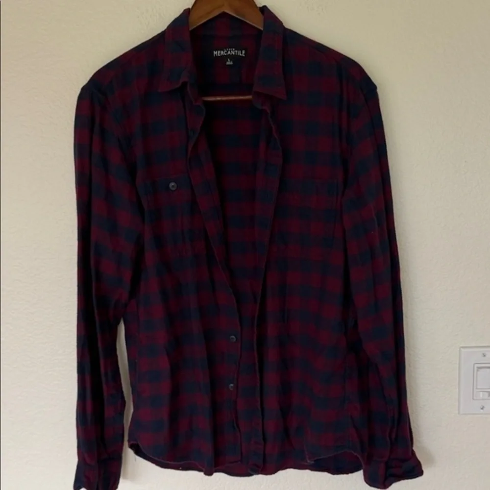 J. Crew Navy and Burgundy Checkered Shirt
